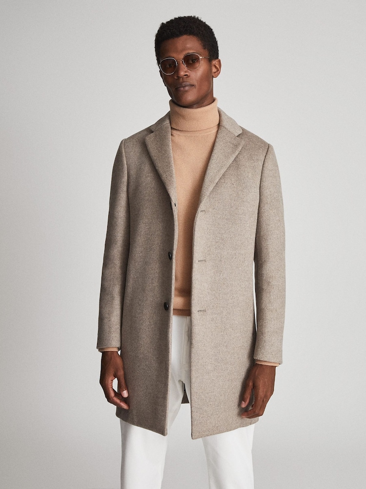Reiss Natural Gable Wool Blend Epsom Overcoat - Image 4 of 5