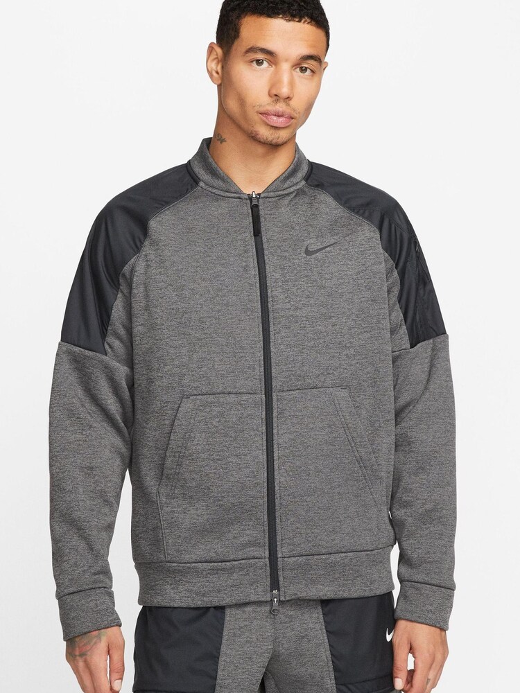 Nike Grey ThermaFIT Full Zip Training Bomber Jacket - Image 1 of 10