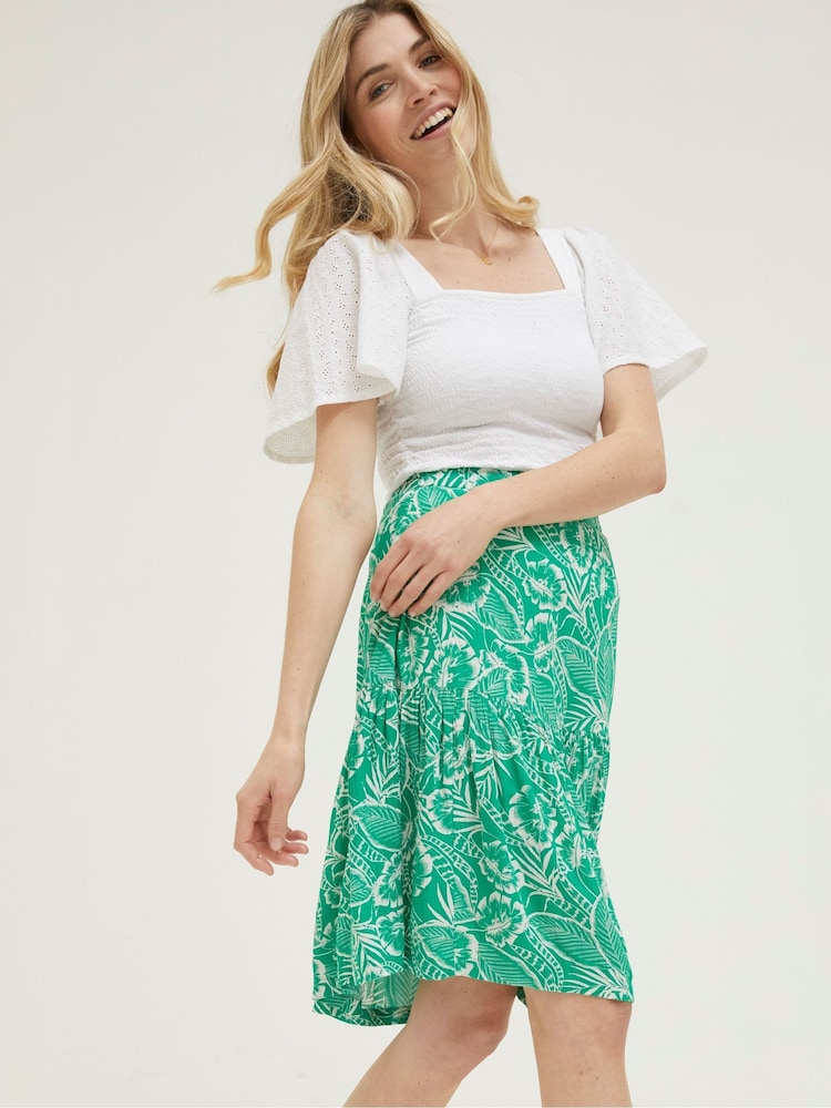 FatFace Green Remy Tropical Leaf Skirt - Image 1 of 4