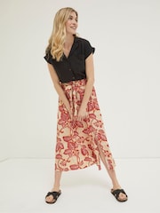 FatFace Cream Sascha Vine Floral Midi Skirt - Image 1 of 5
