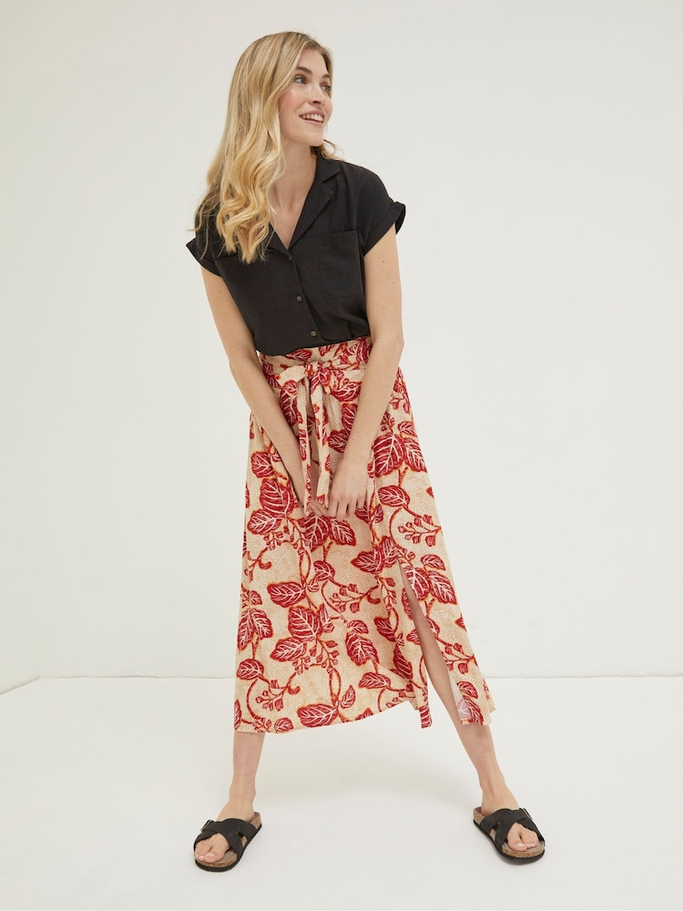 FatFace Cream Sascha Vine Floral Midi Skirt - Image 1 of 5