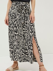 FatFace Black Paintstroke Sascha Midi Skirt - Image 1 of 5