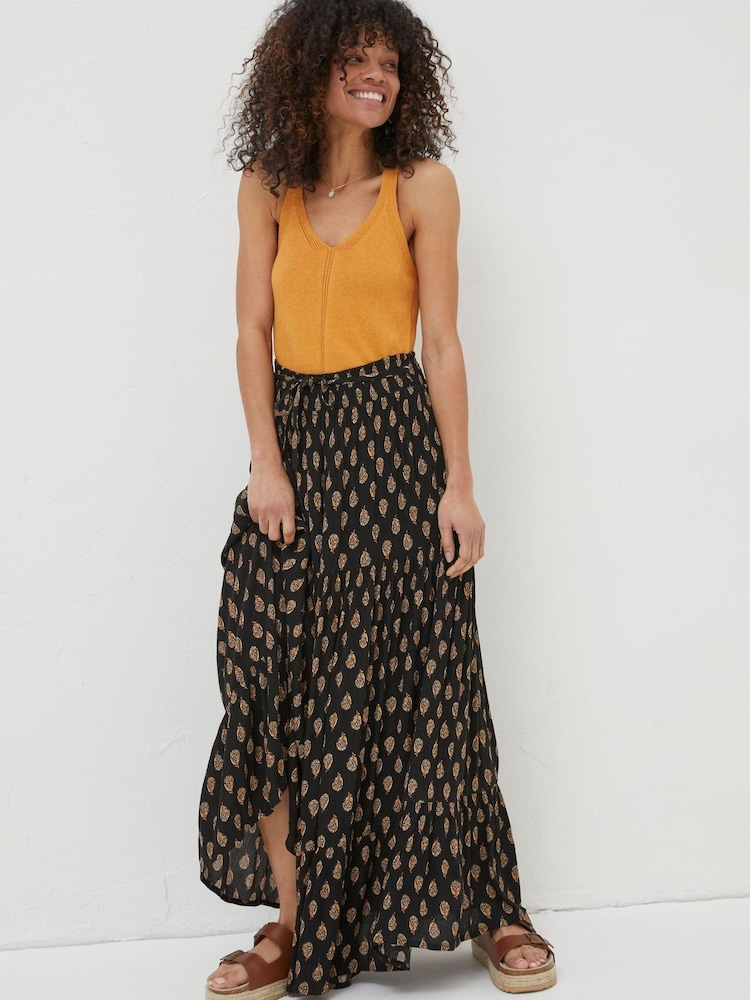 FatFace Black Woodblock Jayla Maxi Skirt - Image 5 of 7