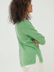 FatFace Green Sadie Pointelle Jumper - Image 2 of 5