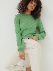 FatFace Green Sadie Pointelle Jumper - Image 3 of 5