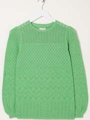 FatFace Green Sadie Pointelle Jumper - Image 5 of 5
