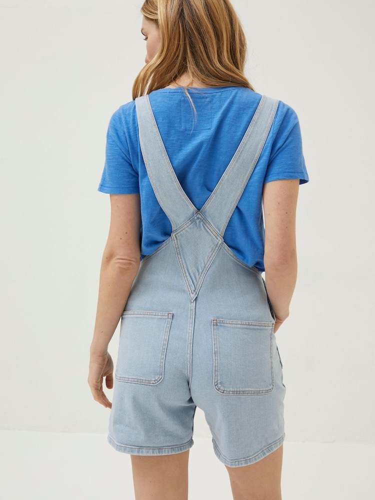 FatFace Blue Shortie Dungarees - Image 2 of 6 FatFace Blue Shortie Dungarees - Image 2 of 6