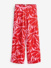 FatFace Red Ikat Leaves Palazzo Trousers - Image 1 of 1
