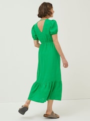 FatFace Green Vivvie Linen Midi Dress - Image 2 of 5