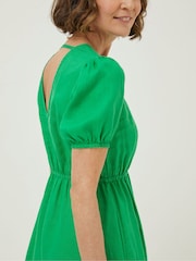 FatFace Green Vivvie Linen Midi Dress - Image 4 of 5