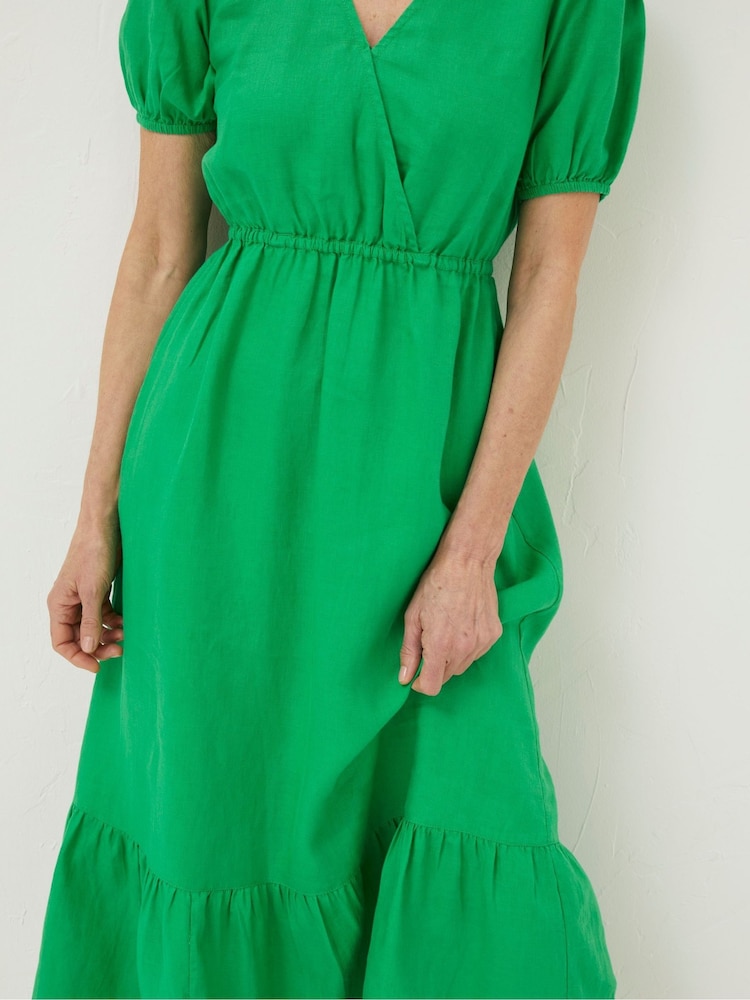 FatFace Green Vivvie Linen Midi Dress - Image 5 of 5