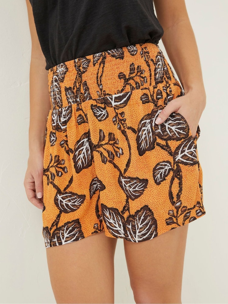 FatFace Yellow Vine Floral Shirred Shorts - Image 5 of 5 FatFace Yellow Vine Floral Shirred Shorts - Image 5 of 5