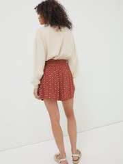 FatFace Red Clip Geo Shirred Shorts - Image 2 of 5