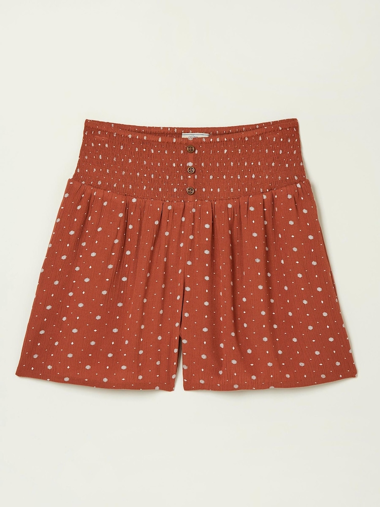 FatFace Red Clip Geo Shirred Shorts - Image 5 of 5