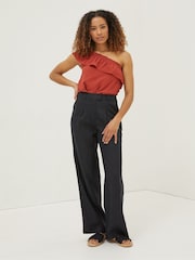 FatFace Black Ives Wide Leg Linen Trousers - Image 3 of 5