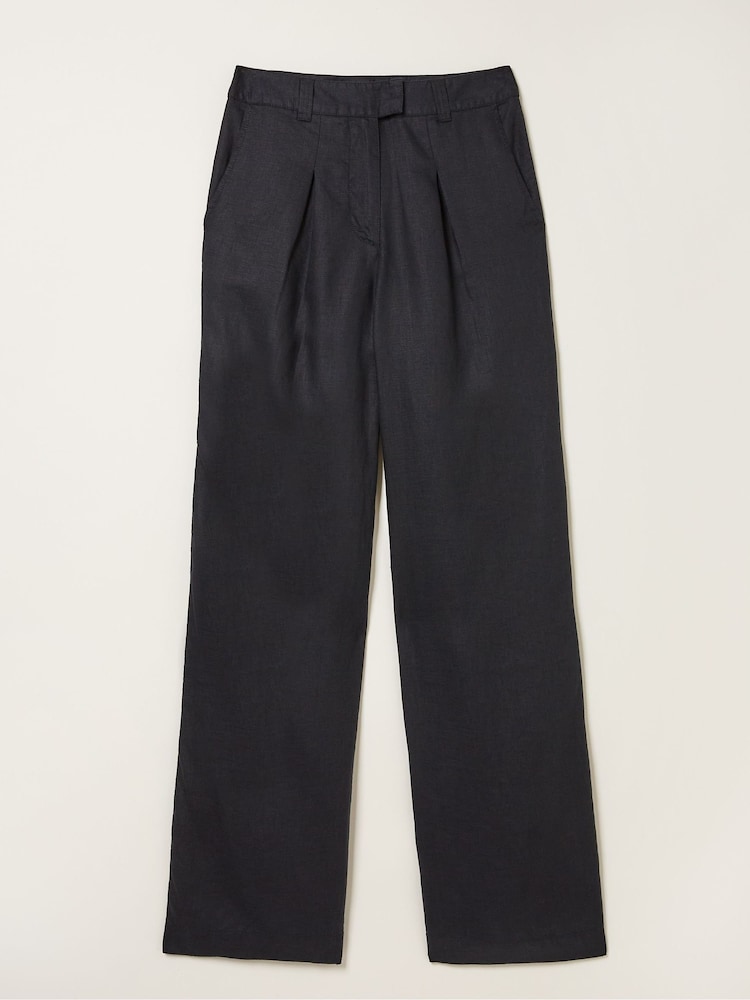 FatFace Black Ives Wide Leg Linen Trousers - Image 5 of 5