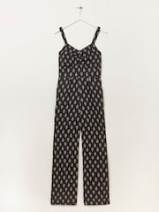 FatFace Black Linen Vic Woodblock Jumpsuit - Image 6 of 6