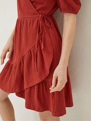 FatFace Red Danica Jersey Wrap Dress - Image 4 of 5