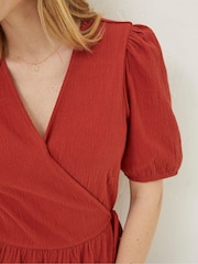 FatFace Red Danica Jersey Wrap Dress - Image 5 of 5
