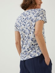 FatFace Natural Maggie Flower Linen T-Shirt - Image 2 of 6
