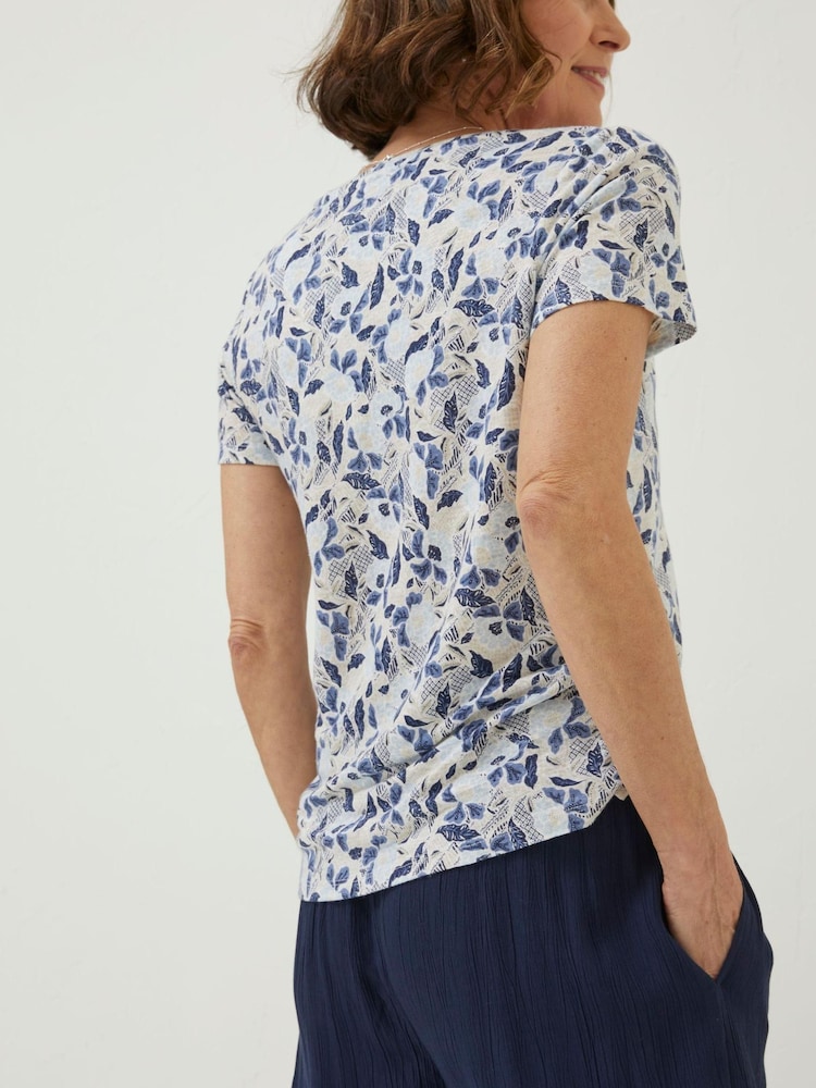 FatFace Natural Maggie Flower Linen T-Shirt - Image 2 of 6