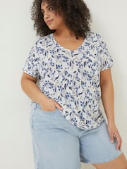 FatFace Natural Maggie Flower Linen T-Shirt - Image 5 of 6