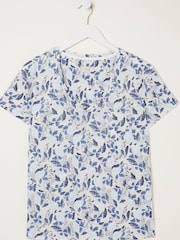 FatFace Natural Maggie Flower Linen T-Shirt - Image 6 of 6