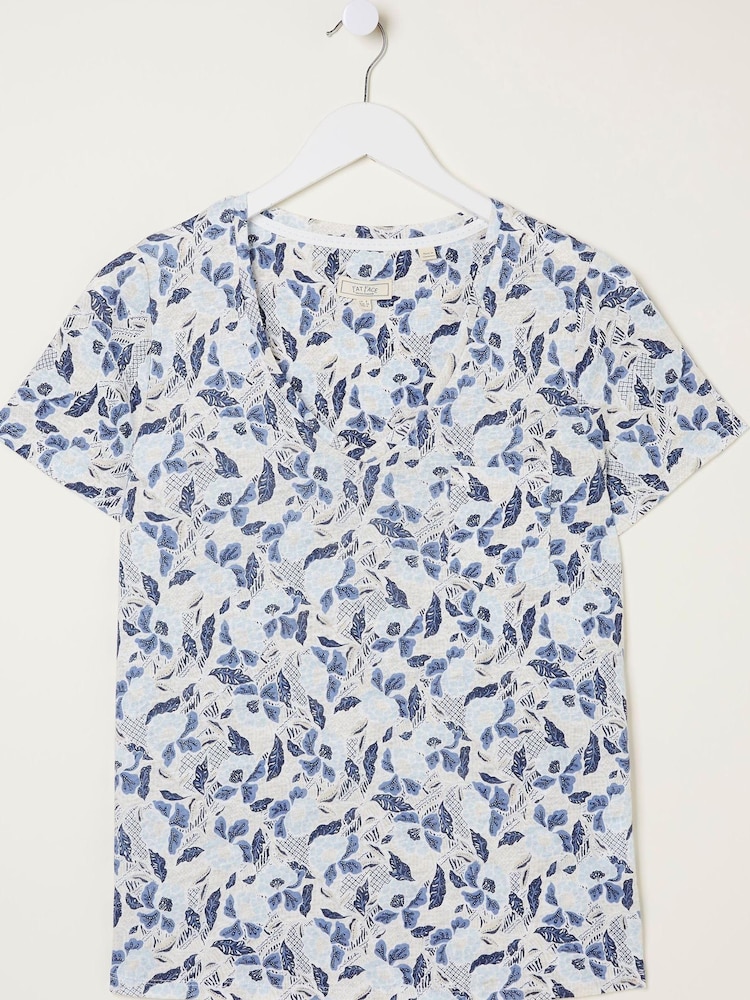 FatFace Natural Maggie Flower Linen T-Shirt - Image 6 of 6