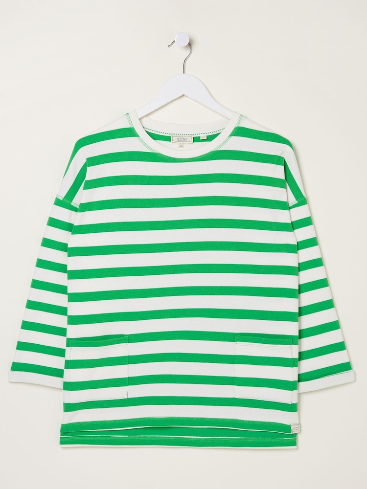FatFace Green Amari Stripe Crew Sweatshirt - Image 3 of 3