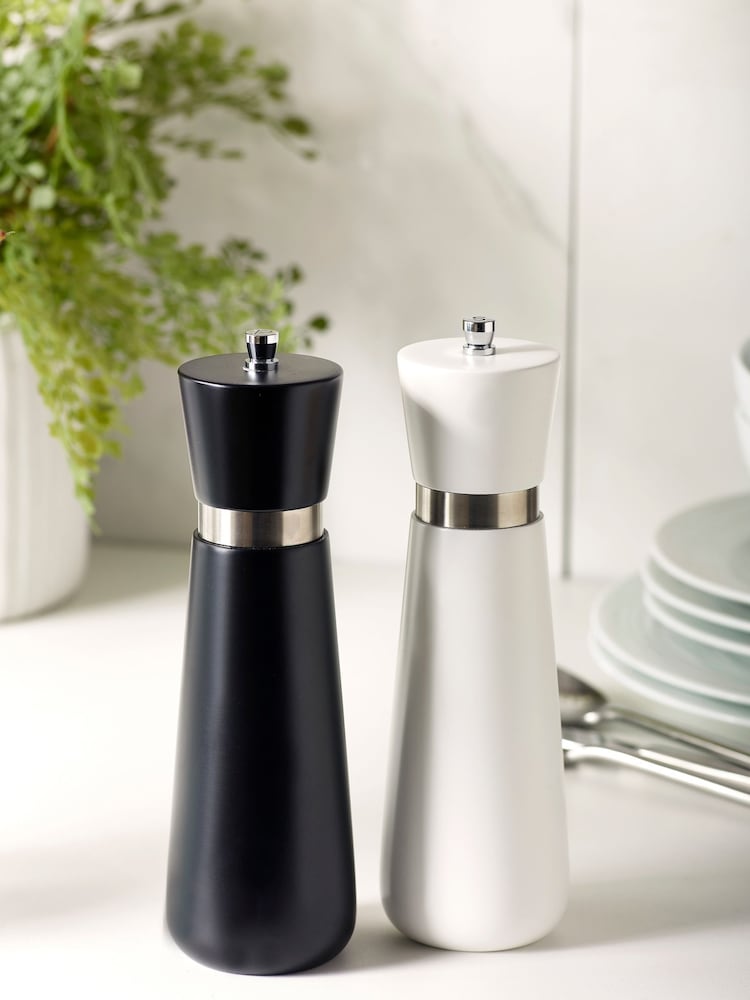 Black/White Filled Salt And Pepper Grinders - Image 1 of 4 Black/White Filled Salt And Pepper Grinders - Image 1 of 4