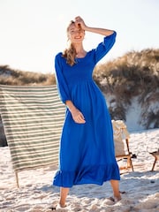 FatFace Blue Adele Midi Dress - Image 1 of 8