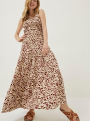 FatFace Brown Floral Marina Maxi Skirt - Image 1 of 5