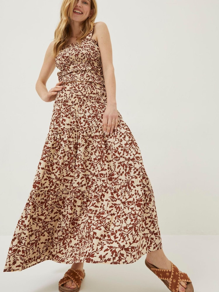 FatFace Brown Floral Marina Maxi Skirt - Image 1 of 5
