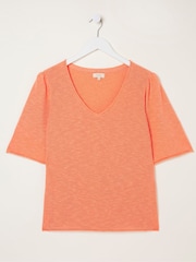 FatFace Orange V-Neck Angela Knitted Top - Image 5 of 5