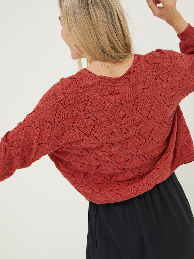 Fatface Anna Strickjacke mit Lochmuster - Bild 2 von 5