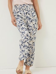 FatFace Natural Batik Flowers Shirred Trousers - Image 1 of 5