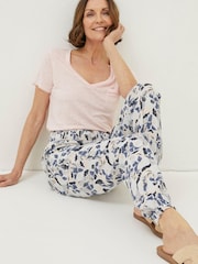 FatFace Natural Batik Flowers Shirred Trousers - Image 4 of 5