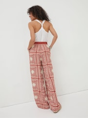 FatFace Natural Scarf Print Palazzo Trousers - Image 2 of 6