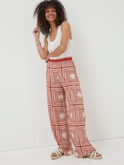 FatFace Natural Scarf Print Palazzo Trousers - Image 3 of 6