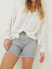 FatFace Grey Courtney Cut Off Denim Shorts - Image 3 of 5