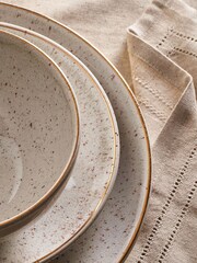 Natural Reactive Speckle 12 Piece Dinner Set - Image 2 of 4
