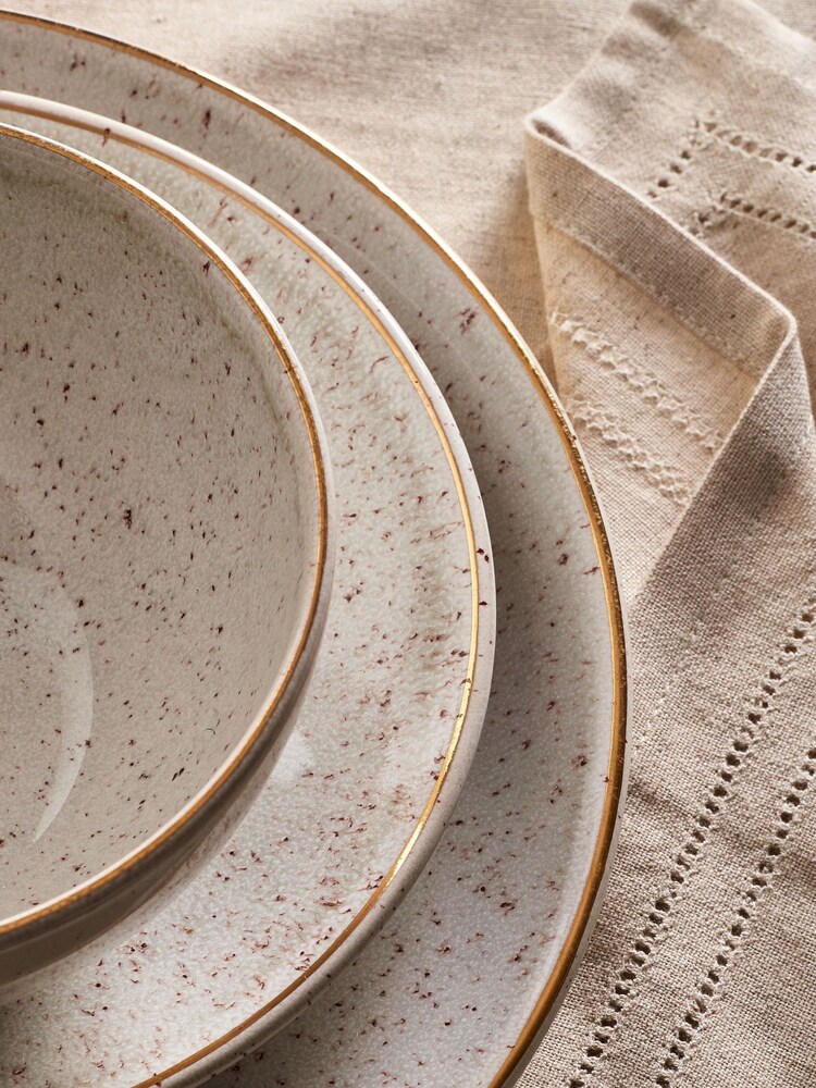 Natural Reactive Speckle 12 Piece Dinner Set - Image 2 of 4 Natural Reactive Speckle 12 Piece Dinner Set - Image 2 of 4