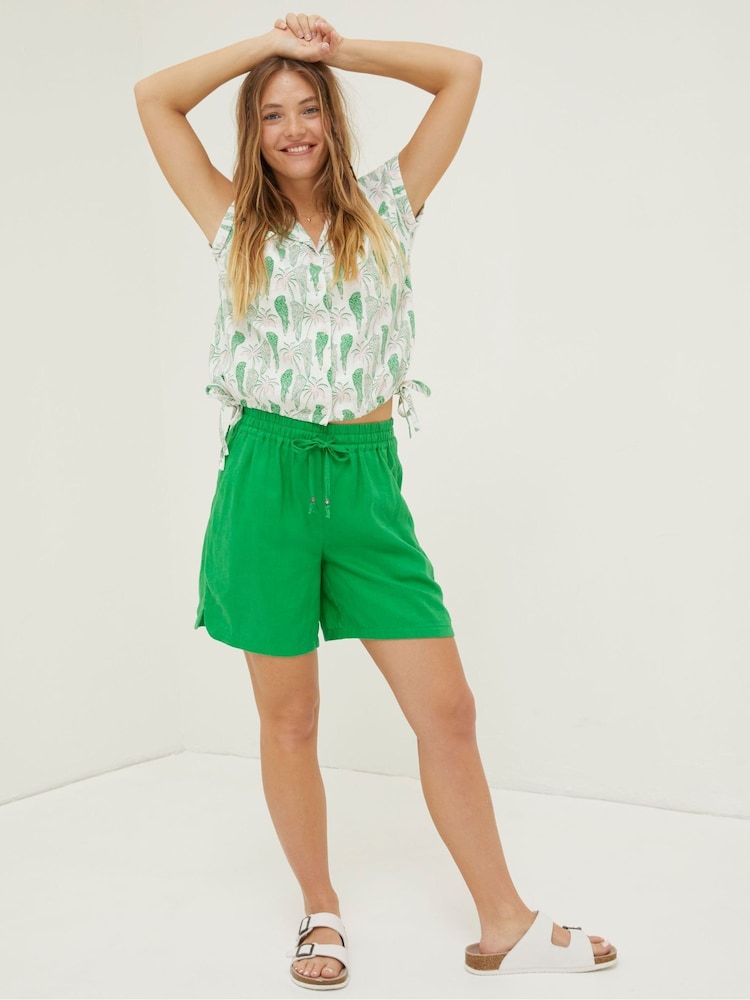 FatFace Green Tenby Linen Shorts - Image 1 of 4