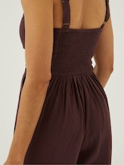 FatFace Brown Linen Vic Jumpsuit - Image 4 of 5