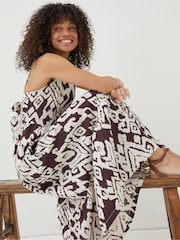 FatFace Brown Ikat Julien Linen Midi Dress - Image 6 of 7