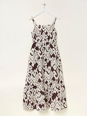 FatFace Brown Ikat Julien Linen Midi Dress - Image 7 of 7