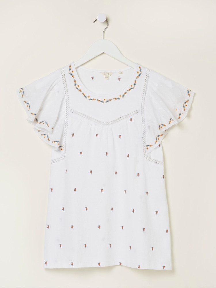 FatFace Natural Leah Embroidered Top - Image 6 of 6