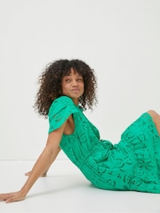 FatFace Green Brady Broderie Dress - Image 3 of 6
