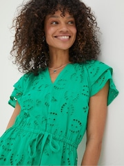 FatFace Green Brady Broderie Dress - Image 4 of 6