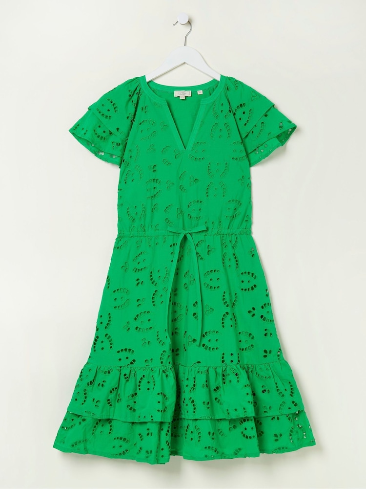 FatFace Green Brady Broderie Dress - Image 6 of 6